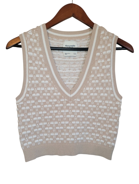 Abercrombie & Fitch Tops - ​Abercrombie & Fitch Beige White Cropped Sweater Vest V-Neck Knit Academia Small